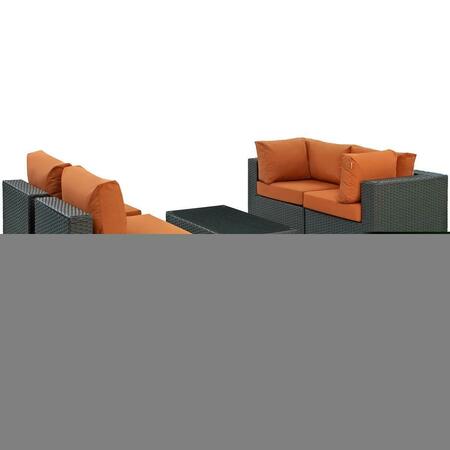 MODWAY FURNITURE Sojourn Outdoor Patio Sunbrella Sectional Set, Canvas Tuscan, 5Pk EEI-1882-CHC-TUS-SET